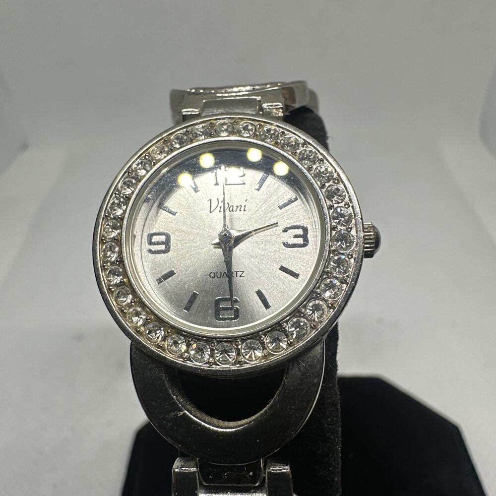 Vivani Accutime Women's Watch 4097 Quartz Faux Gem Encrusted Bezel Analog Dress